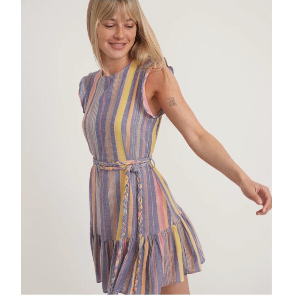 Marine Layer Laney Dress in Blue Variegated Stripe